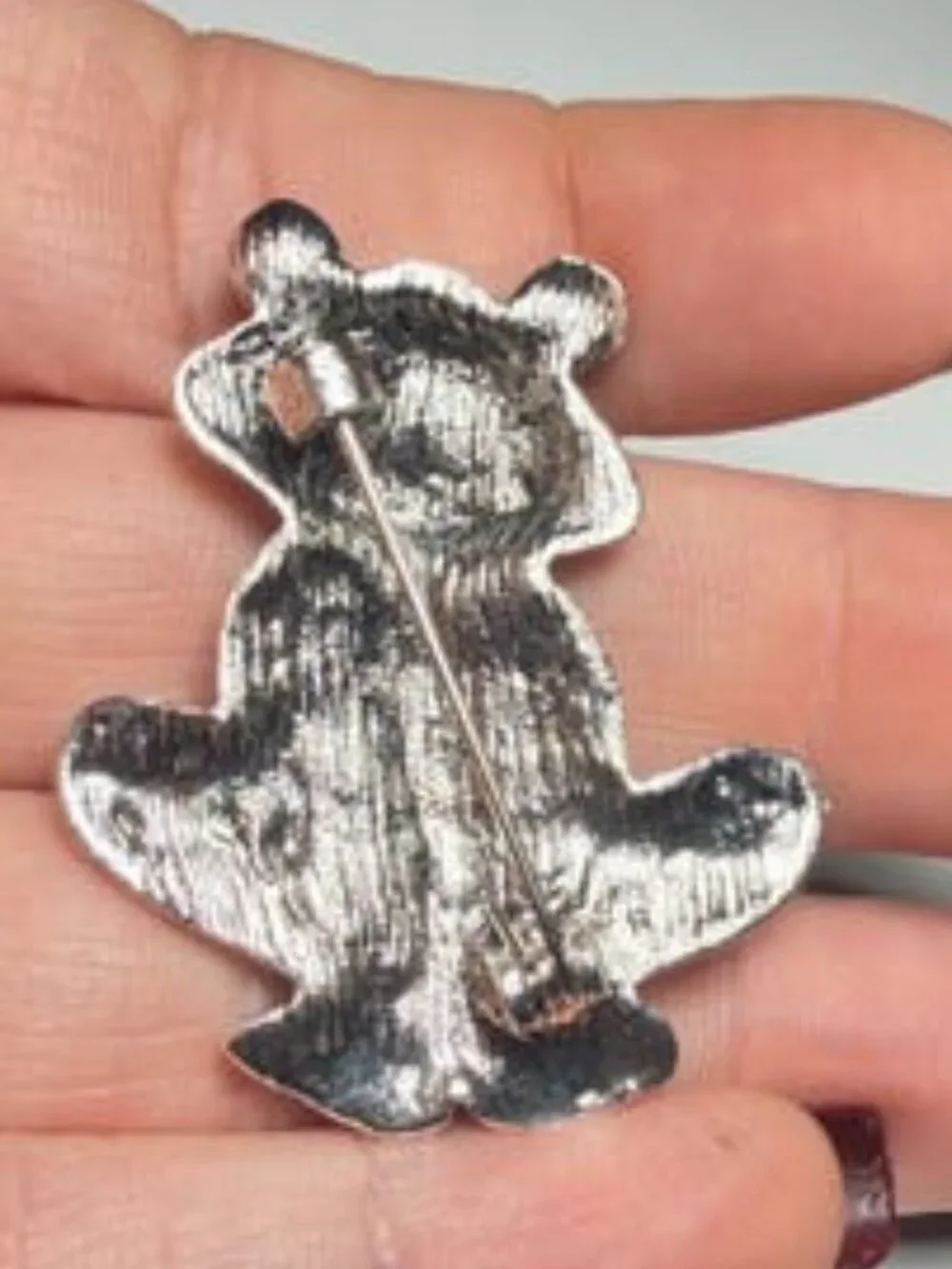 Colorful Rhinestone Frog Brooch Silver Tone Animal Pin